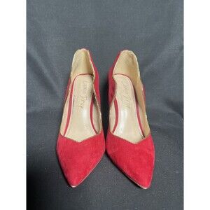 Lemon Drop by Privileged Red Pointed Toe Shoes Pumps Gold Trim 4.5" Heels - Sz 7